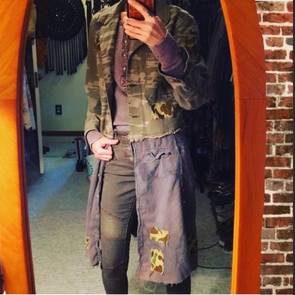 Upcycled sanctuary camouflage camo frayed post Apocalyptic scavenger jacket - Picture 6 of 16